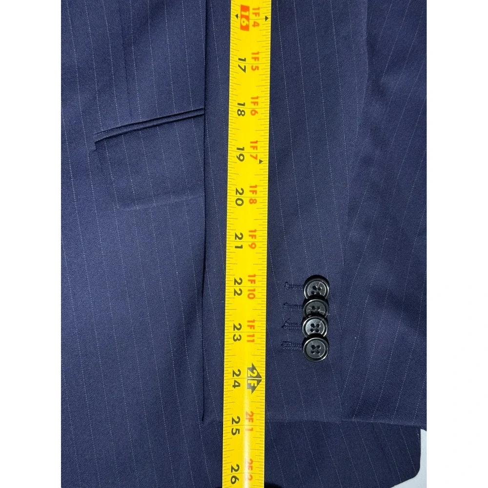 Banana Republic Mens Slim Fit Marzotto Super 130s Wool Blazer Navy Pinstripe 44R